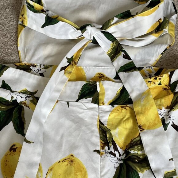 Hello Molly Romper Shortalls Overall Women's L Yellow Lemon Print Novelty Summer - Picture 6 of 12